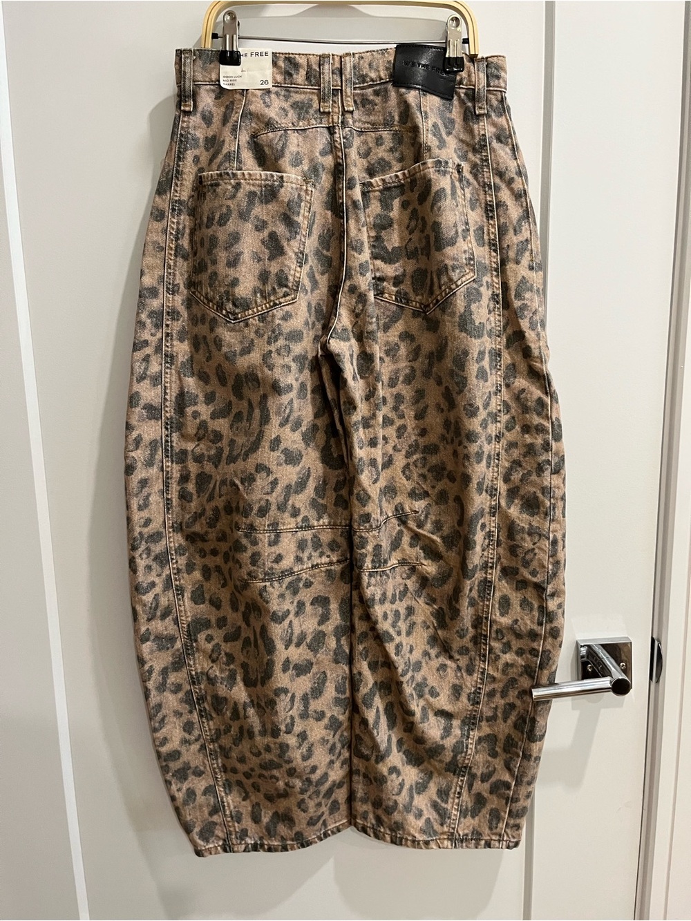 Free People Leopard Brown Sugar Barrel Jeans - Picture 4 of 4